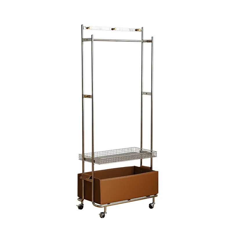 

Mobile hanger floor-to-ceiling bedroom small apartment bedside ins stainless steel storage leather coat rack