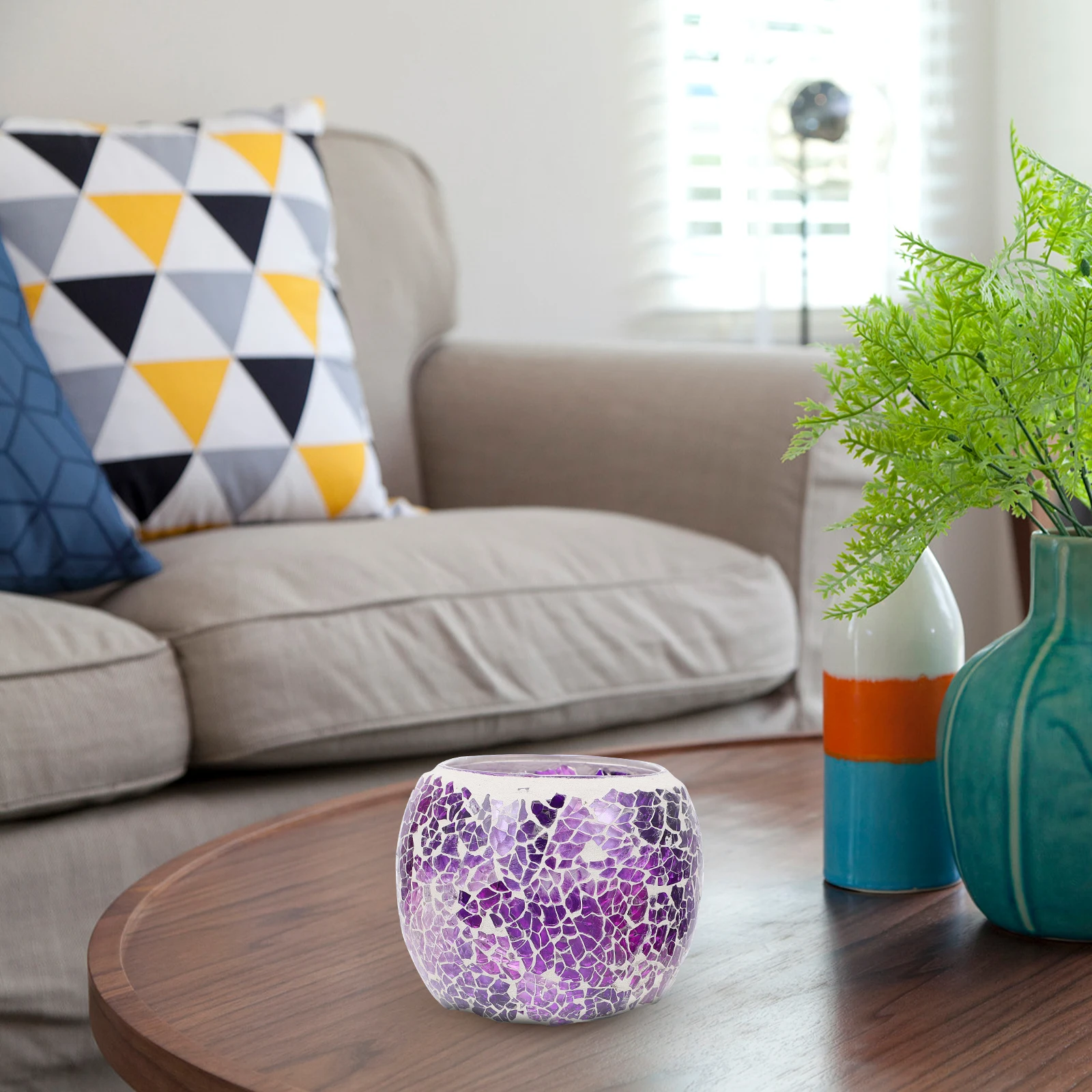 

Glass Candleholder Mosaic Design Creative Romantic Dining Table Decor Wedding Banquet Decorative Candlestick