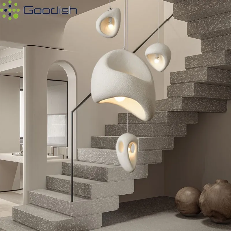 Modern Minimalist Irregular agate Lustre Iron LED Pendant Light Art Hand-Knitted Lamp for Restaurant Home Decoration Chandeliers