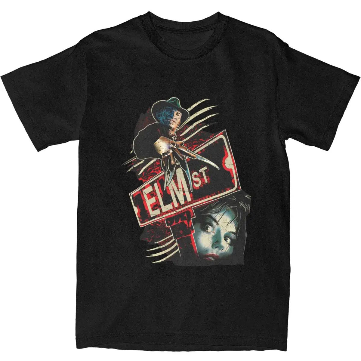 Men's Elm Street Nightmare T-Shirts F-Freddy K-Kruger 100 Cotton Top Tees Short-Sleeved T-Shirt Leisure Tee Shirt Plus Size 5XL