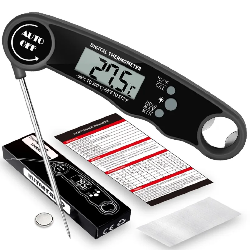 Termómetro Digital de Lectura Instantánea para Carne, para Cocinar y Asar, con Pantalla LCD Clara, para Cocina y Barbacoa