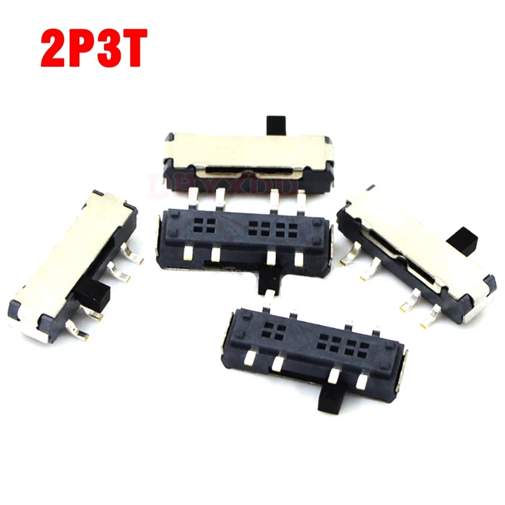 15Pcs MINI SMD Side Slide Switch 2 P3T 8 pin 3 position switch handle height 2mm