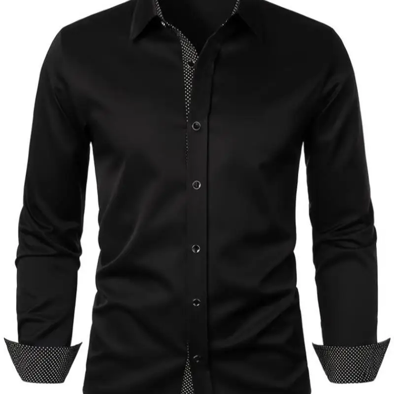 

Женская блузка с длинными рукавами в горошек, с цветовыми блоками, из искусственной кожи, с круглым вырезом, в стиле CleanFit, с воротником, рукава 9/10