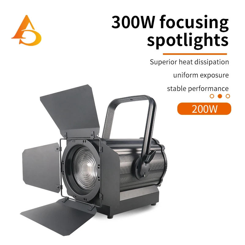 300W/150w With Barndoor Led COB Fresnel Light Zoom Photography Video Studio Light With Color TV Led Spot Film