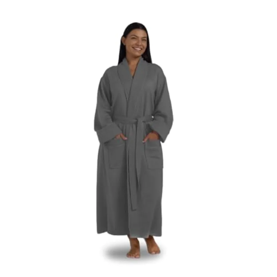 

Boca Terry Women's Soft Waffle Knit Robe Long Spa Resort Hotel Bathrobe Luxury Bath Robe