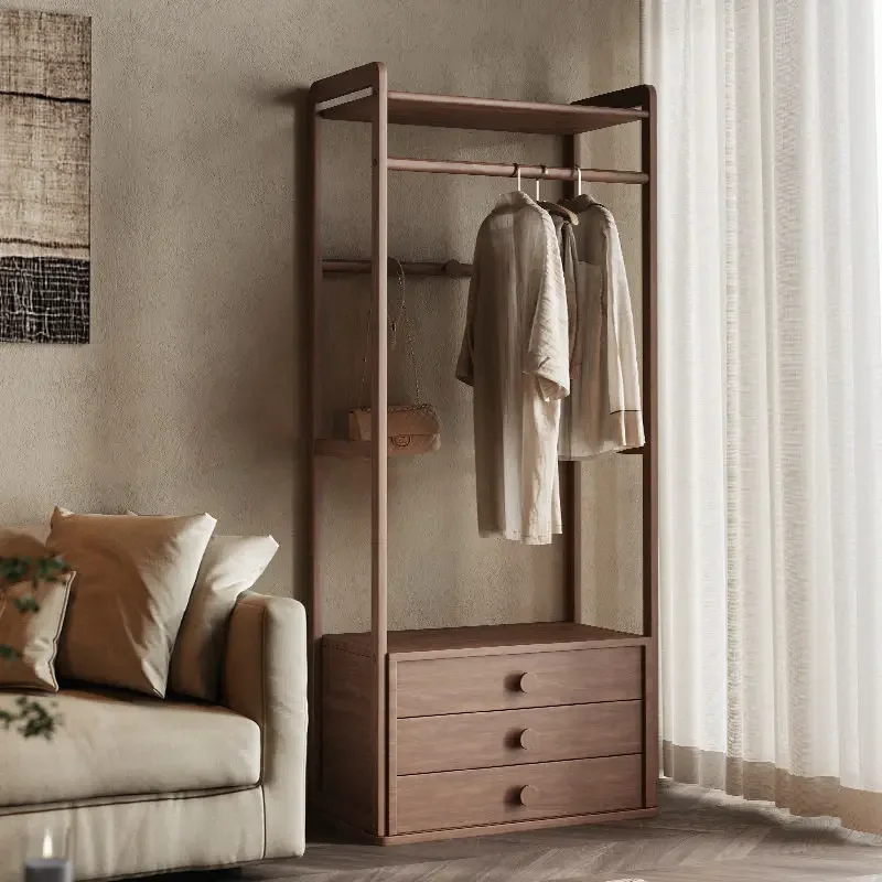 All solid wood coat rack, multi-functional hanger, bedside table integrated against the wall, simple bedroom, living room entran