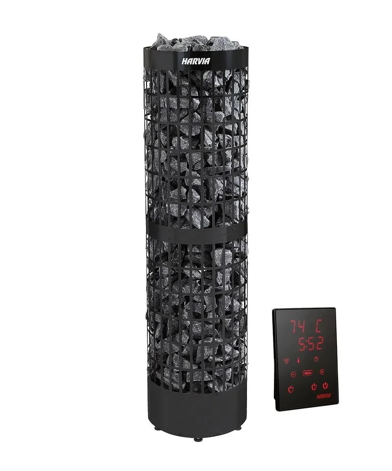 Hot selling： Cilindro PC90E Black Stainless Steel Dry Steam Sauna Room 9KW Sauna Stove Electric Sauna Heater with External