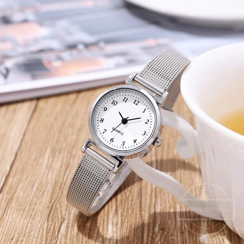 Relojes de pulsera de plata para Mujer, Reloj de pulsera pequeño para Mujer, relojes de moda para Mujer, Reloj femenino