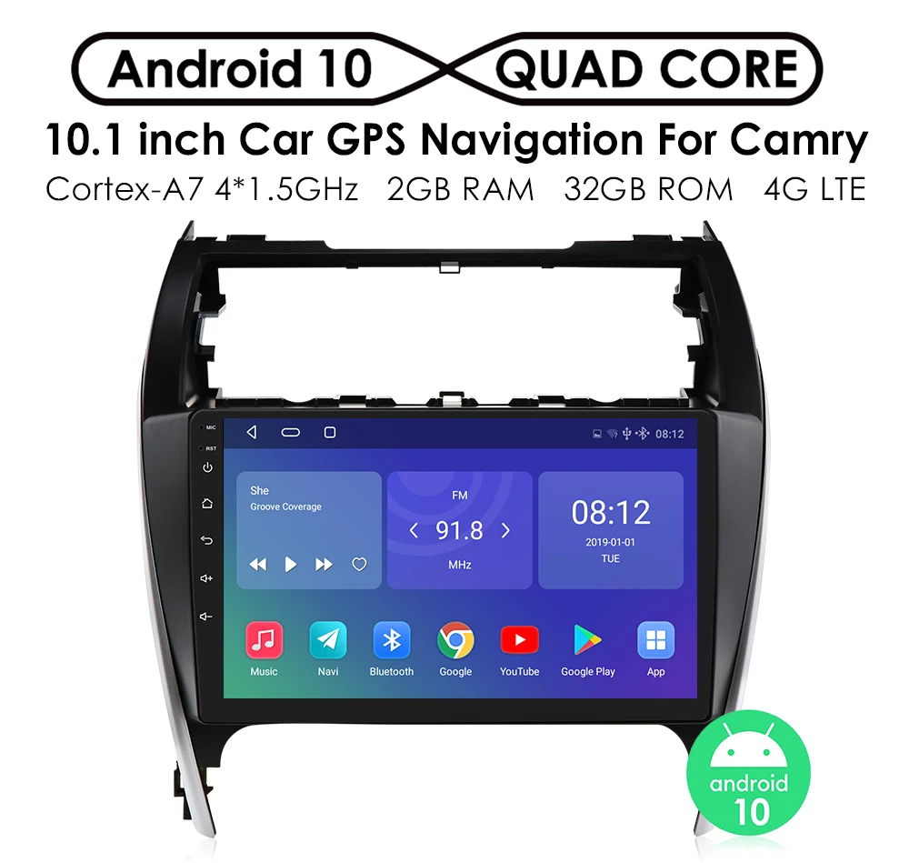 Android 10 Car Radio For Toyota Camry 2012-2014 US Version Car Multimedia System Autoradio GPS Navigation Carplay Android Auto