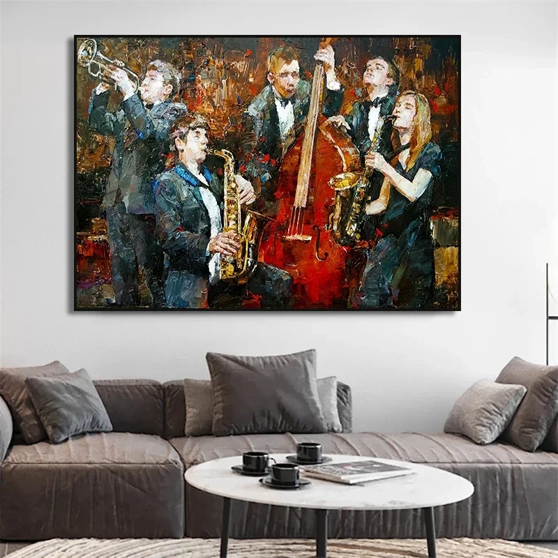 Music Jazz Saxophone Violin Cello Guitar Piano Vintage Art Posters Canvas Oil Painting Wall Prints Pictures for Room Home Decor