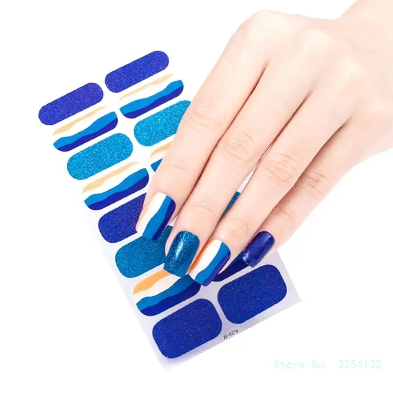 16 dải Sơn móng tay Dải móng tay Dải dán móng tay Long lanh Nail Wraps Sticke