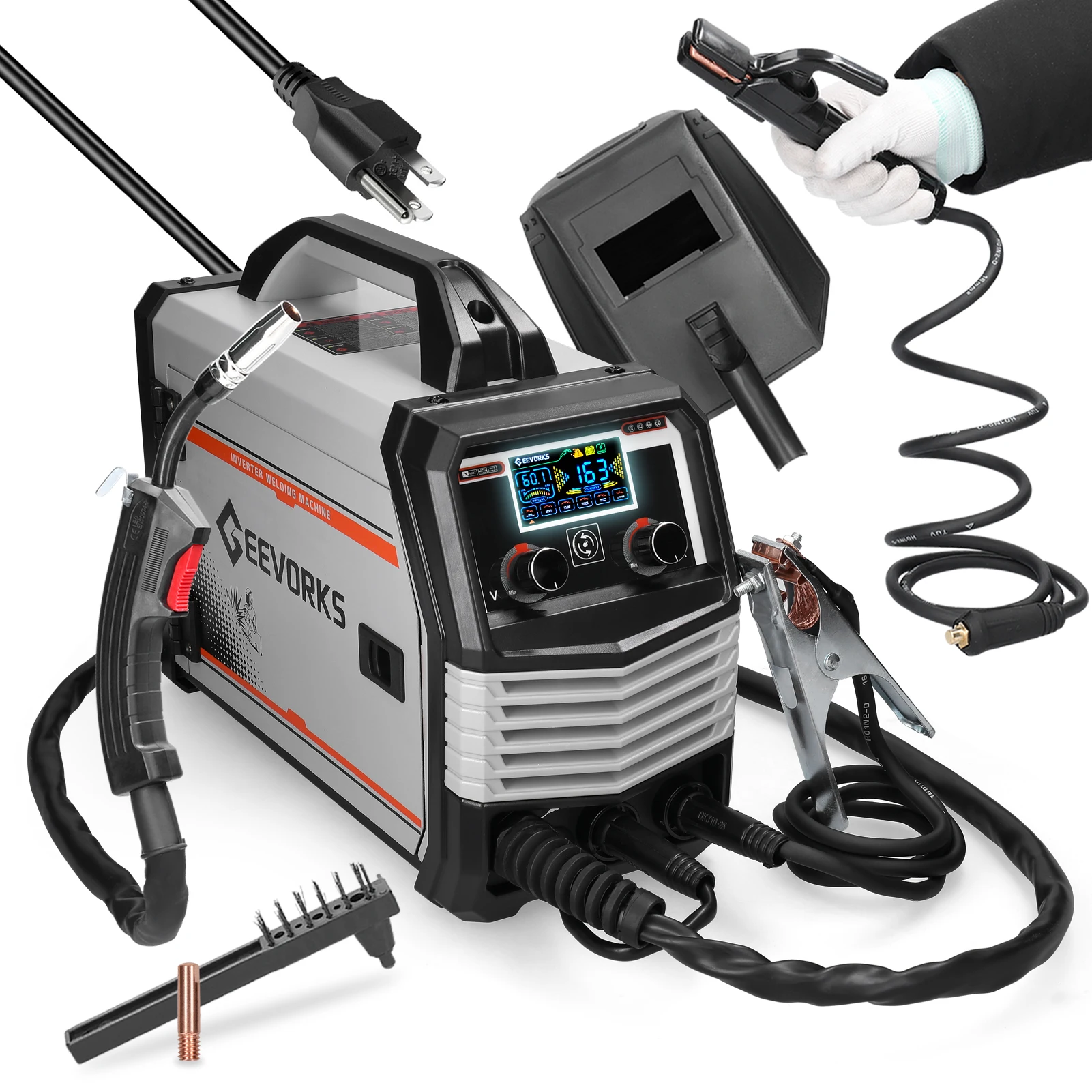 Multifunctional 4in1 MIG MMA MAG TIG-160C Welders Multipurpose Portable Electric Welding Machine LCD Display 140A Large Current