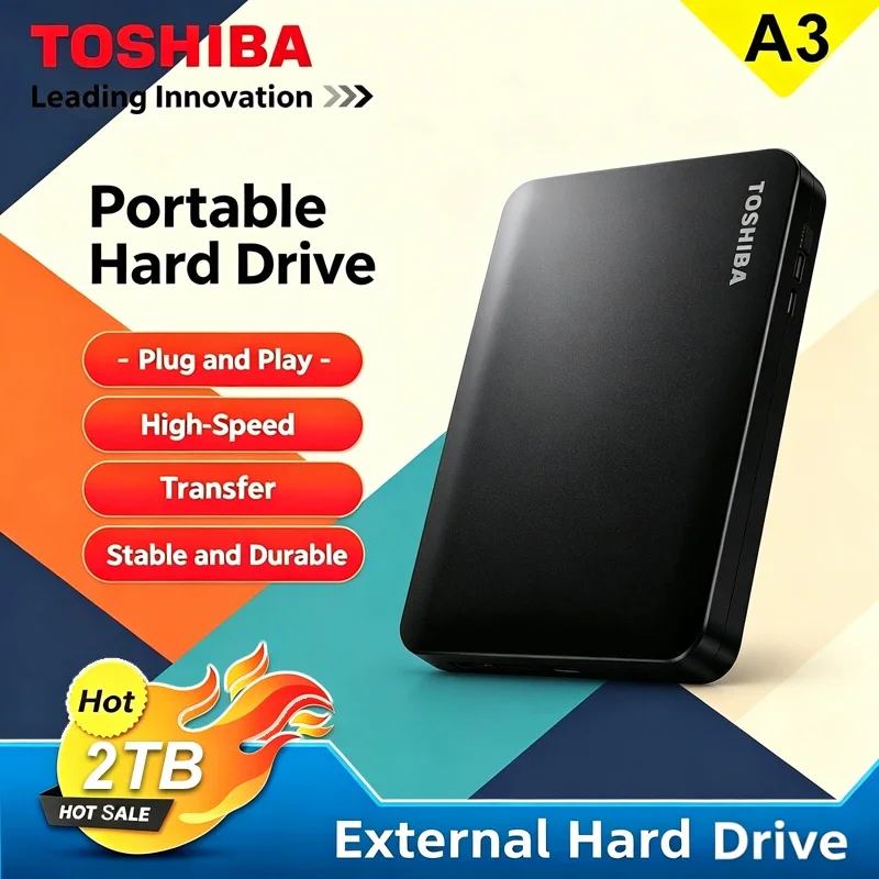Toshiba A3 Series Canvio Basics Portable Hard Drive USB 3.0 Black 2TB External Storage For Mac PC