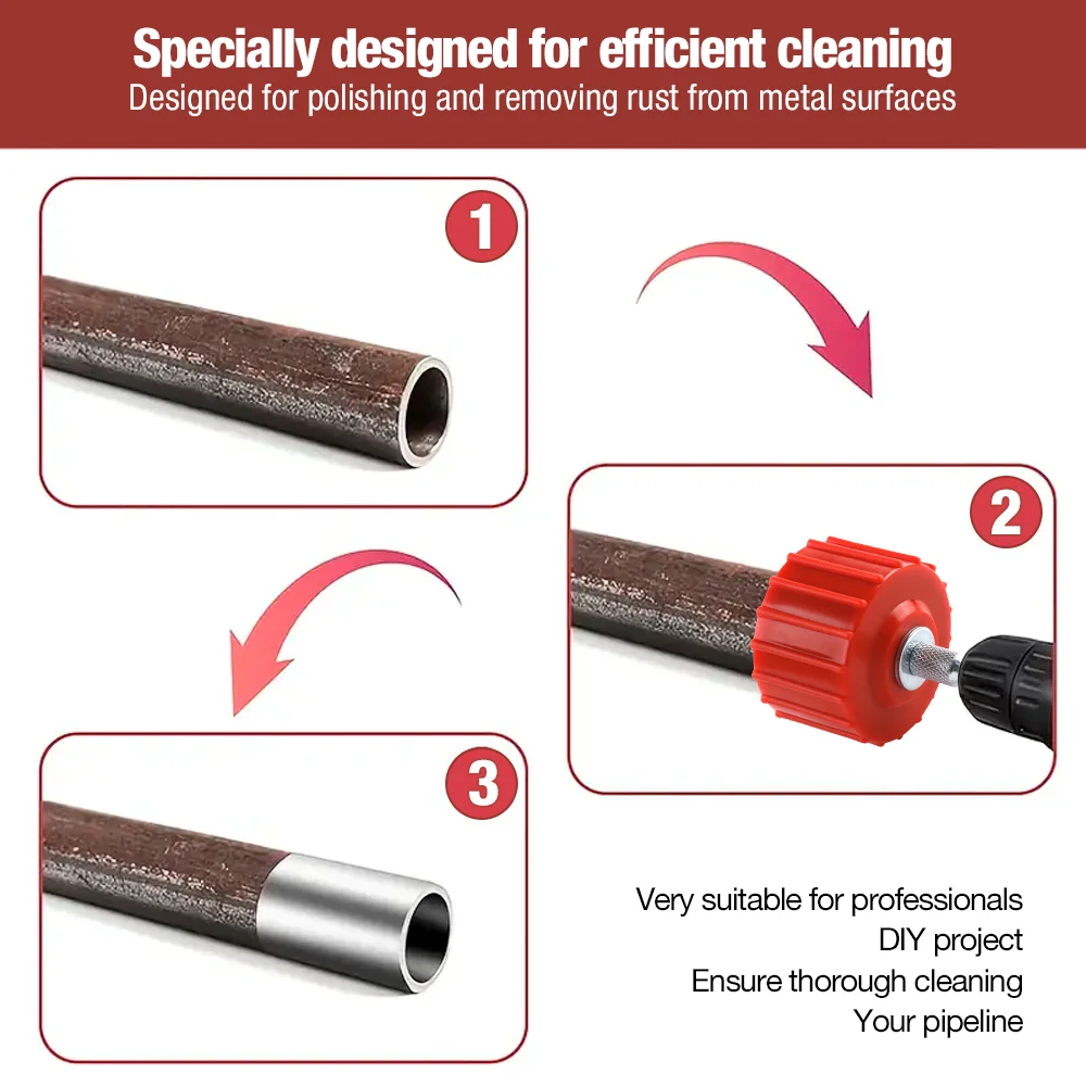 3/9 Pieces Metal Pipe/Copper Pipe Cleaning Brush, Grinding/Rust Removal Tool,Copper Pipe/Stainless Steel Drilling Cleaning Brush