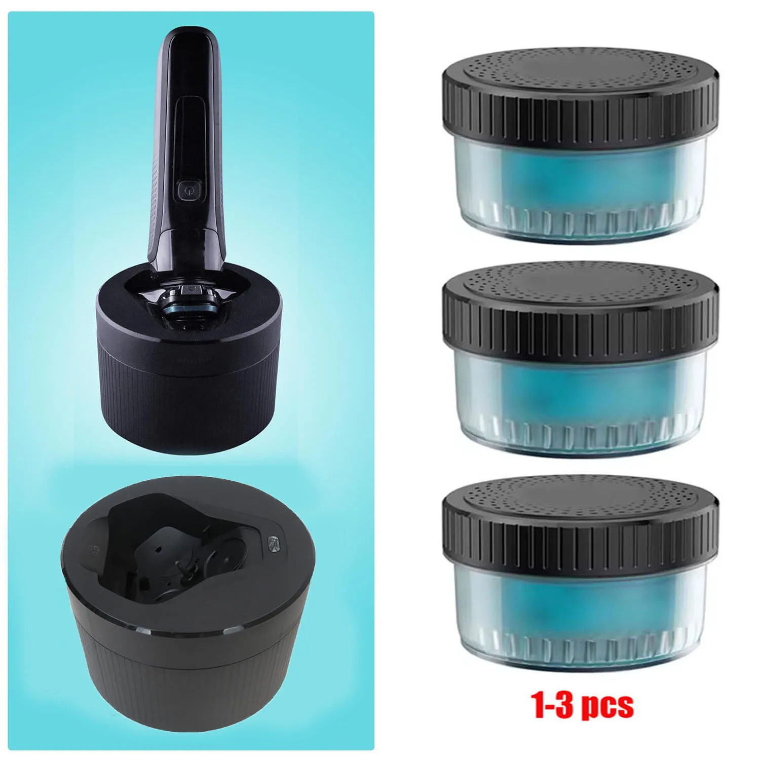 1-3 PCS COMB Quick Clean Pod Replacement Cartridge Compatible with Philips Norelco Quick Clean pods Just cleaning solution 160ML