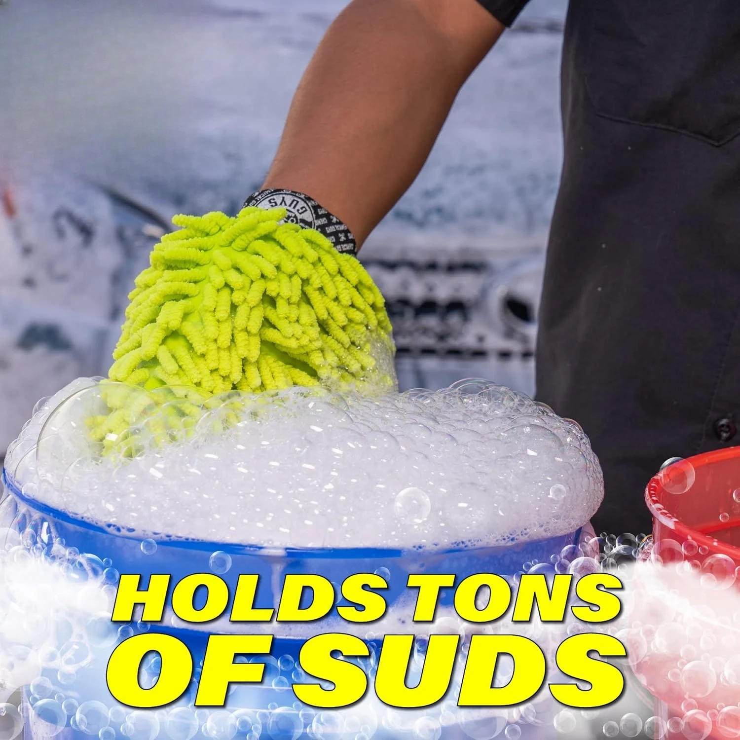 

Набор из 2 перчаток для мойки автомобиля Snowy Chenille Advanced из микрофибры, не царапающие, ультрамягкие, яркие, прочные, без следов от царапин