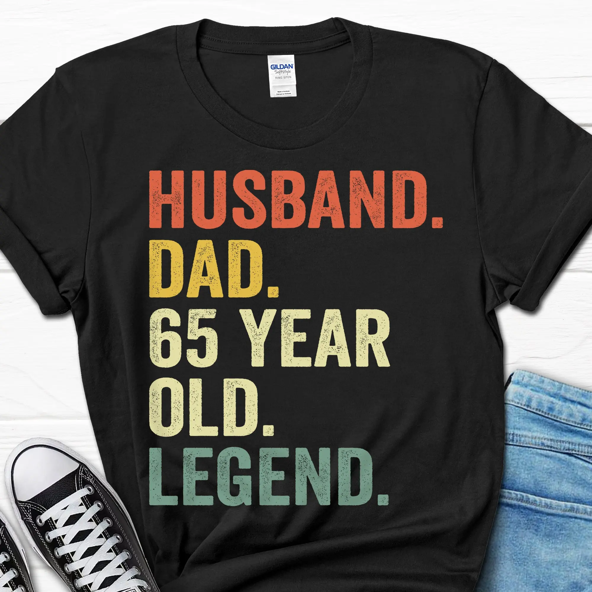 65th Birthday for Men Husband Dad 65 Year Old Legend T Shirt Him Bday