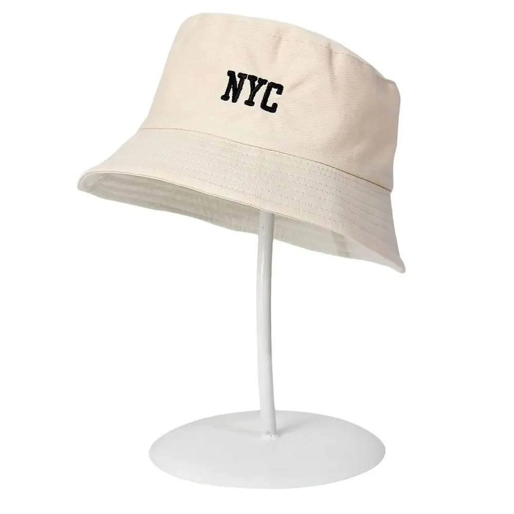 قبعة دلو قطنية للأطفال بحروف مطرزة ، حافة واسعة ، لعب في الهواء الطلق ، حماية من الشمس ، أولاد وبنات ، غير رسمية
