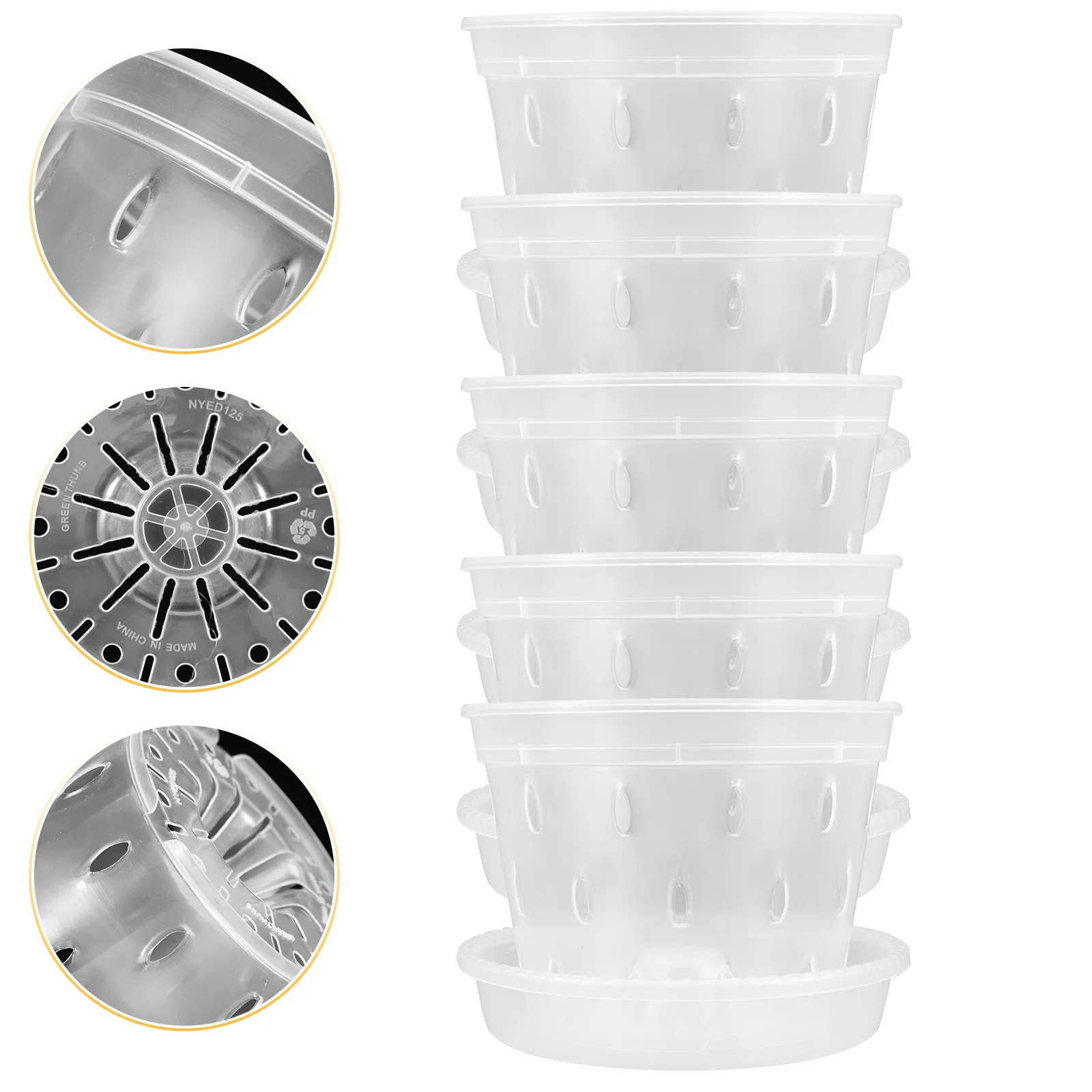 

5 set Plastic Flower Pot 5 Sets Hanging Planters Indoor Succulent Planting Container Garden Supply Decorative Pots