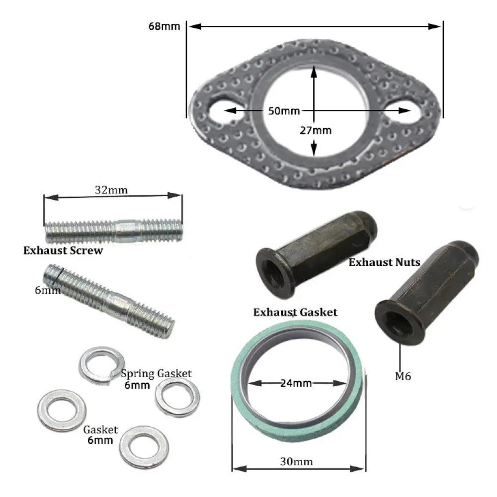 Muffler Exhaust Stud Nut Gasket Kit For GY6 50 125 150cc Scooter Engine Repair Reliable Anti Rust Connector Assembly Parts