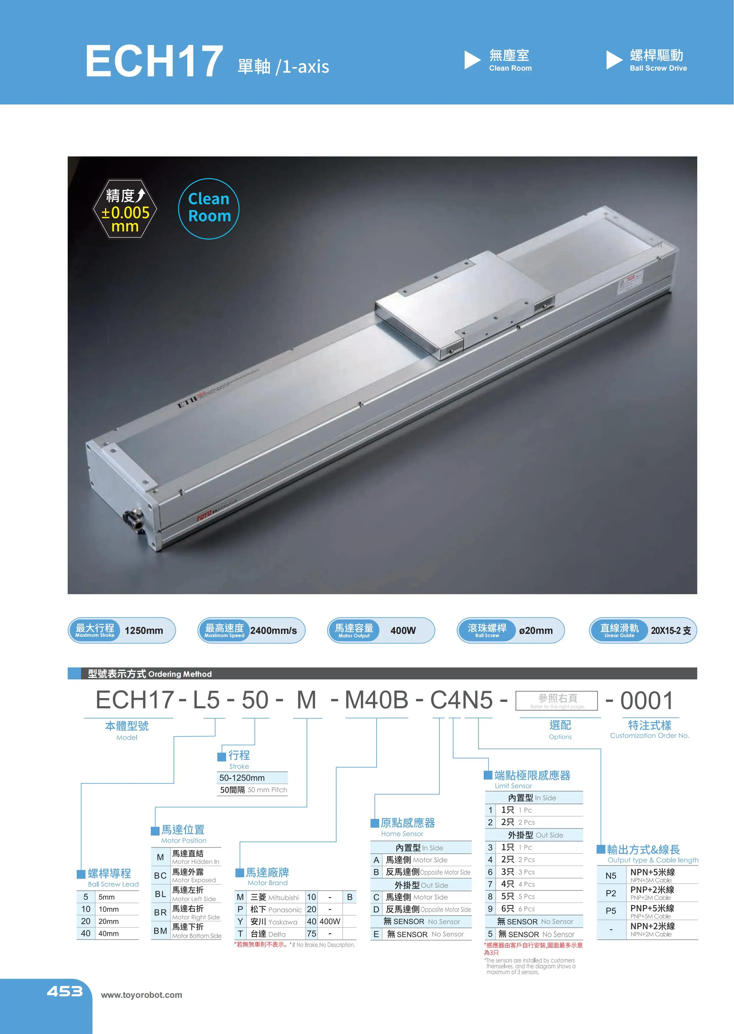 TOYO HIWIN high precision linear custom screw slide automatic module XYZ axis slide module ECH17 Series