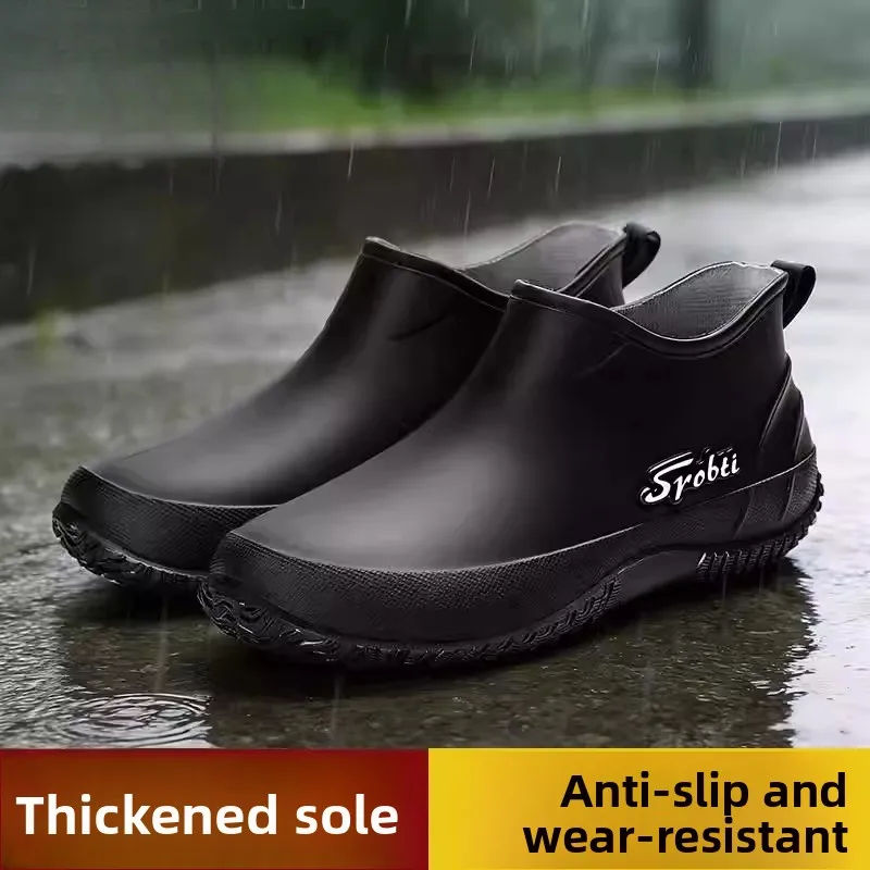 

Непромокаемые короткие сапоги-трубы с защитой от скольжения для мужчин и женщин, для кухни и автомойки, из ПВХ, повседневный стиль