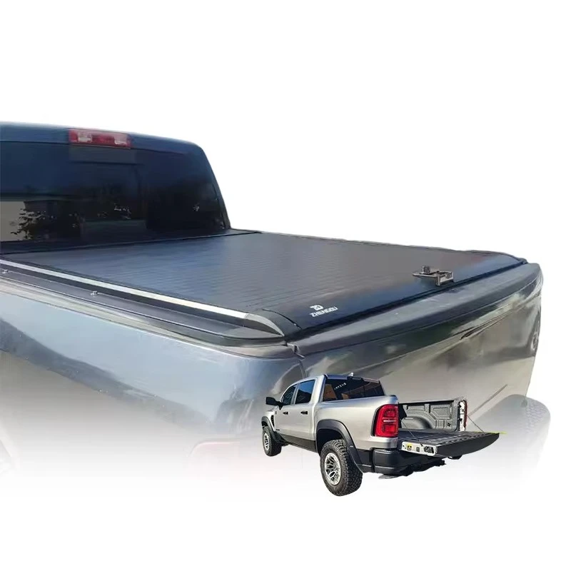 ForForDodge Ram 1500 5.7ft Manual Retractable Truck Bed Tonneau Cover With Combination Lock Heavy-Duty Flat Roll-Up Cover