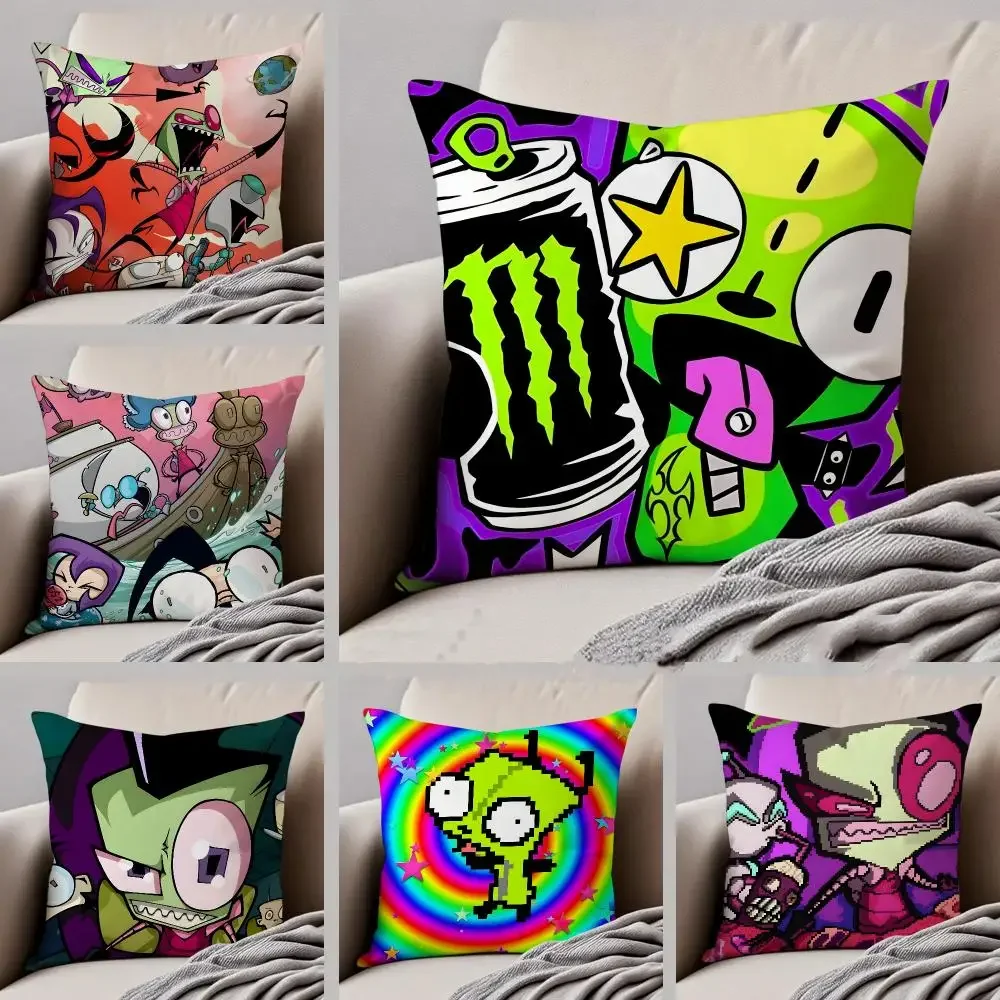 Cult Animation I-Invader Zim Cushion Cover Throw Pillow Cover Hidden Button Durable Polyester Chair Cushion