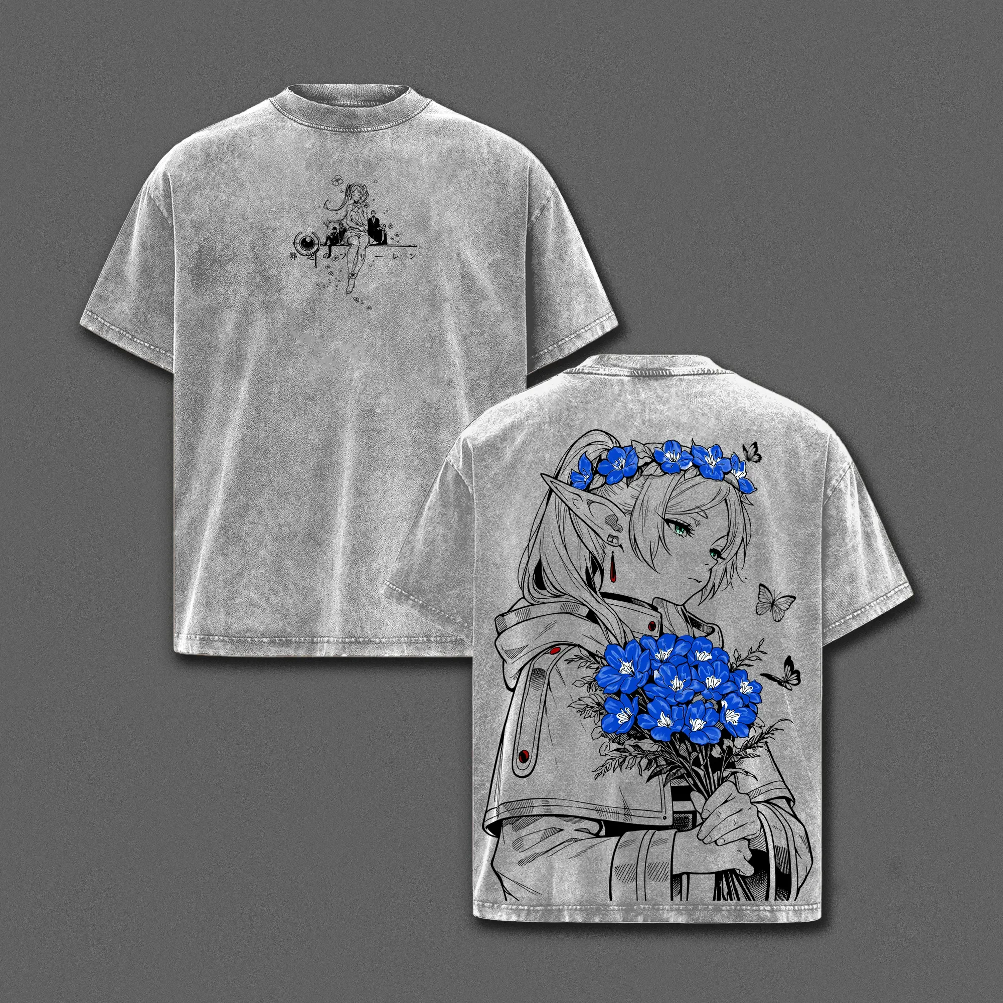 2026 Anime Frieren T Shirt Men's Unisex Clothing Harajuku Y2k Vintage Washed T-shirt Casual Loose Short Sleeve Cotton Tees Tops