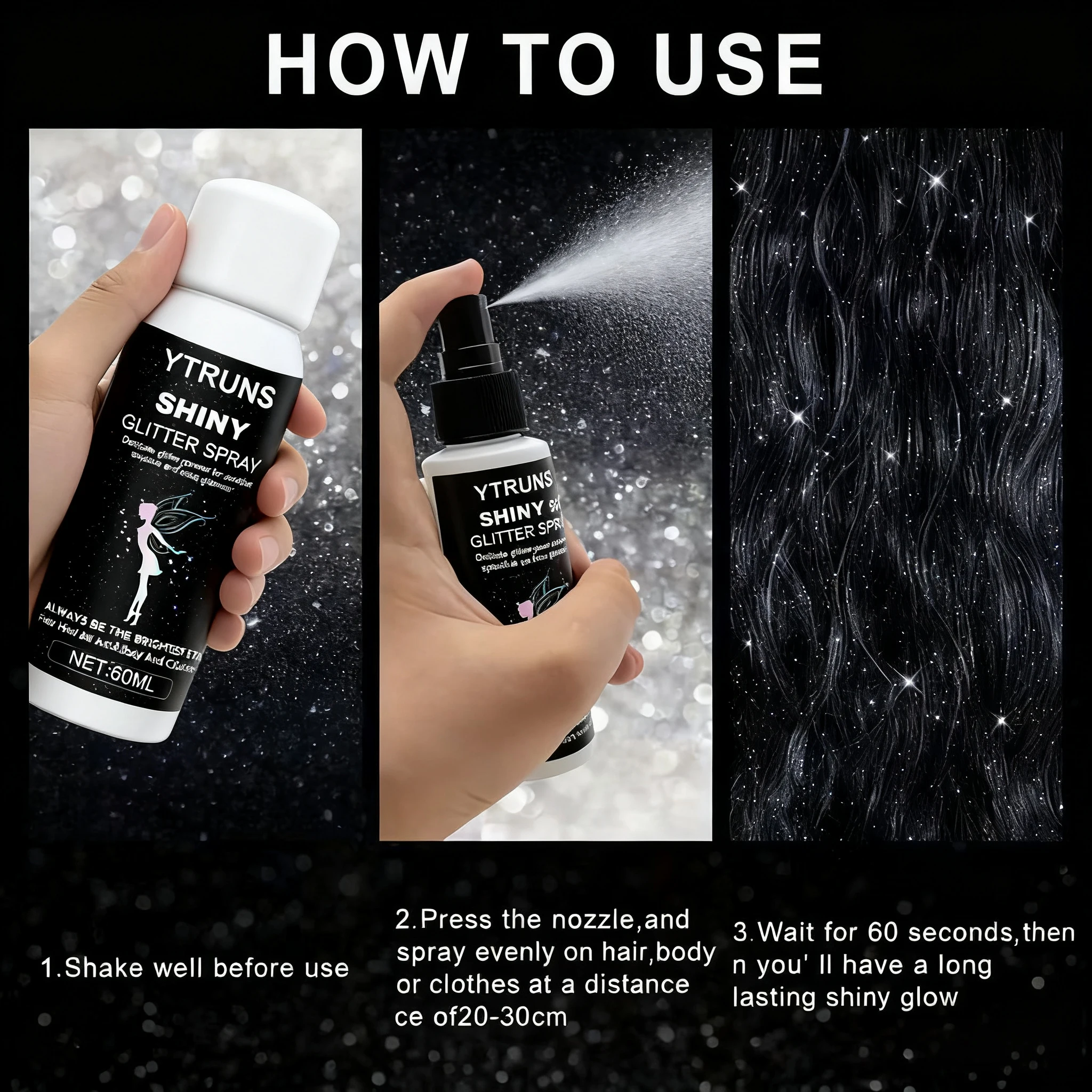 60ml シルバーヘア＆ボディグリッタースプレー - プロム、パーティー、イベントに最適な長持ちする輝き