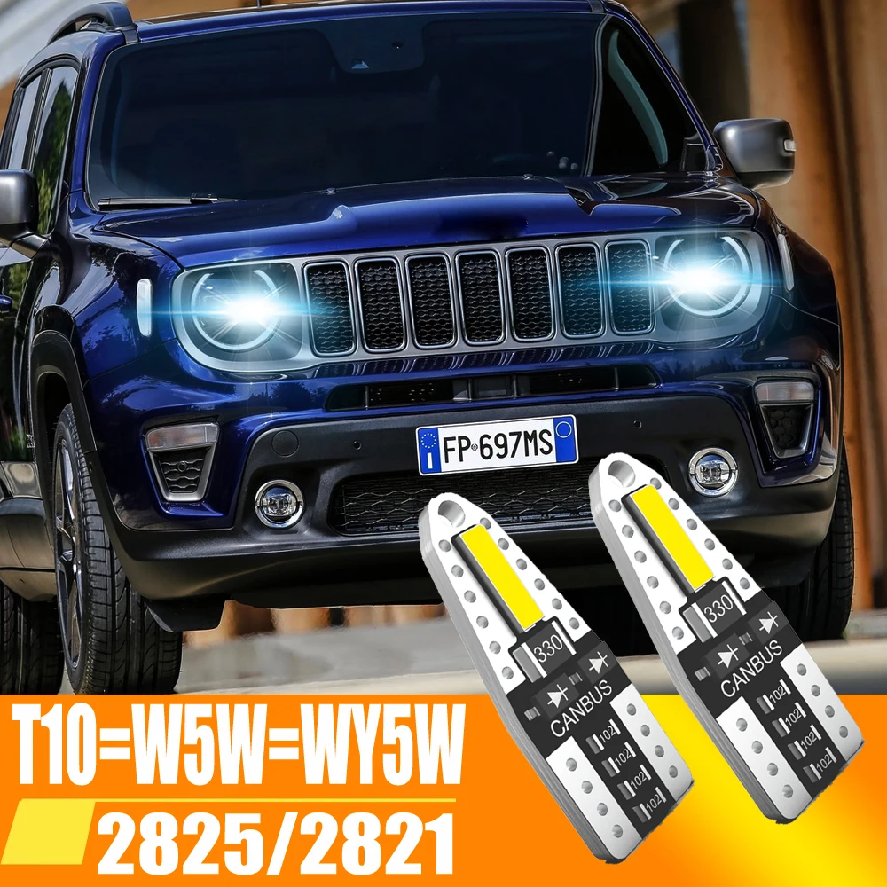 2pcs LED W5W T10 Led Parking Bulb Auto Wedge For Jeep Renegade Wrangler JK Grand Cherokee Compass Patriot Liberty 5W5 2821 2825