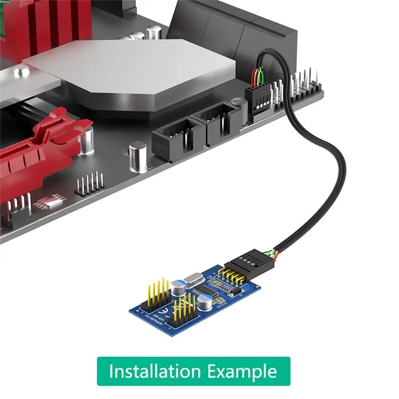 AED5-USB 2.0 9Pin Cabeçalho Macho 1 a 2 Cabo de Extensão Fêmea Para Placa-mãe