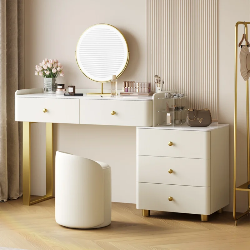 Professional Storage Dressing Table Nordic Led Lights Wooden Mirrors Dresser Cabinet Luxury Coiffeuse De Chambre Room Furniture