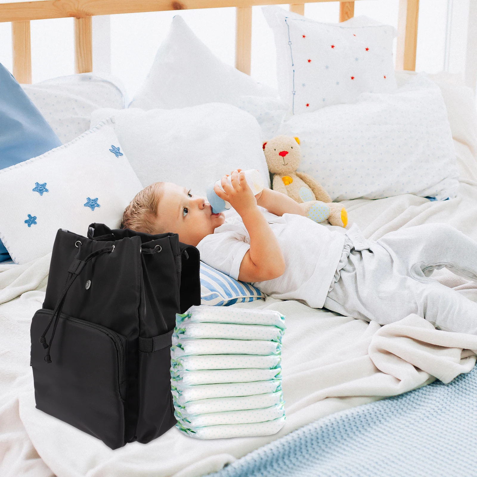 

Стильный рюкзак большой емкости на шнурке для путешествий, для подгузников, для влажного и сухого хранения, легкая сумка-органайзер для мам, подгузников