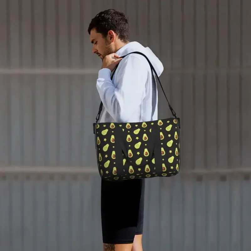 لطيف الأفوكادو حقائب السفر القماش الخشن طوي عطلة نهاية الأسبوع بين عشية وضحاها حقيبة للجنسين خفيفة الوزن مقاوم للماء حقائب السفر الصالة الرياضية اليوغا حقيبة رياضية