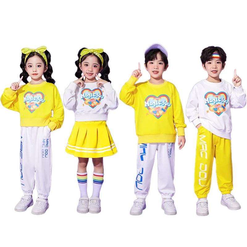 

Hip Hop Design Baby Clothes for twin Boy and Girl Hiphop Tshirt Skirt Outfit Set Kids Child Streetwear Style Performance Costume