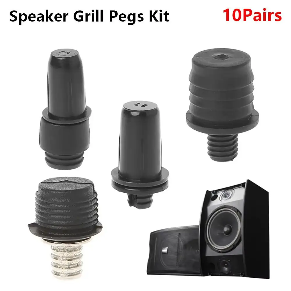 10Pairs Screw Clip Speaker Grill Pegs Kit Ball Socket Plastic Net Cover Buckles DIY Pin Type Audio Speaker Buckles