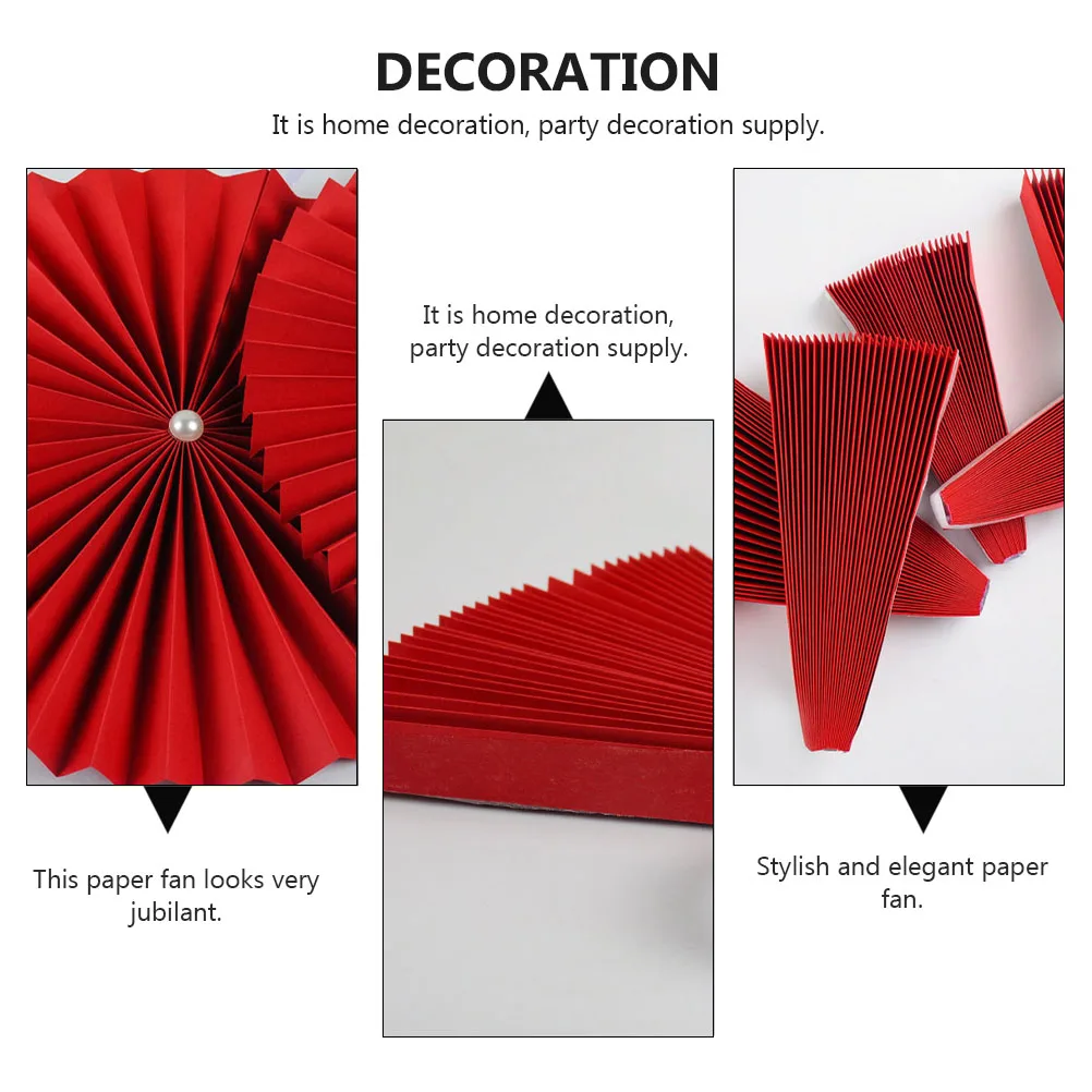 

1Set Red Paper Fan Decoration Stylish Elegant Christmas Wedding Party Hanging Fan Room Supplies Home Decoration