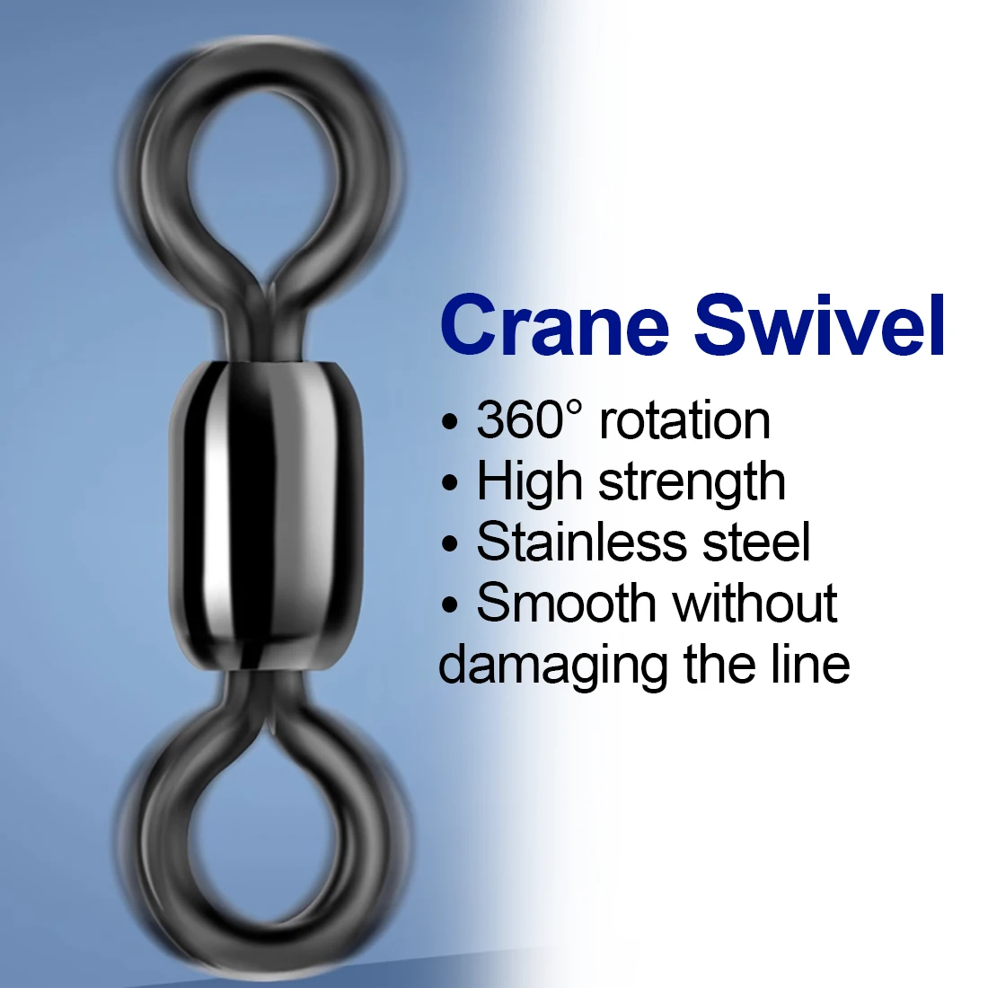 FishTrip 50 ชิ้น Rolling Swivels ตกปลาสแตนเลสหมุน Heavy Crane น้ําเค็มหมุนตกปลานิกเกิลสีดํา