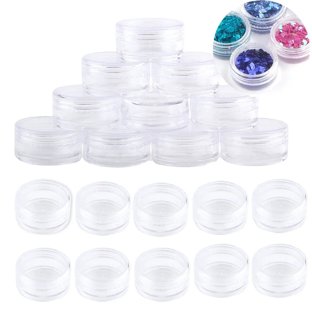 10Pcs Empty 2.5ML Plastic Clear Round Jars Containers for Cosmetic,Lotion,Cream,Makeup,Bead,Eye shadow Storage Bottles