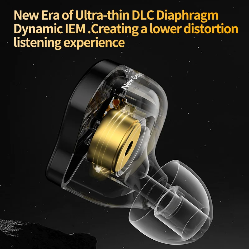 CCA CRA Pro HIFI سماعات DLC الماس الحجاب الحاجز سماعات أذن ديناميكية HiFi ستيريو استبدال سماعة كابلات سماعات الموسيقى الرياضية