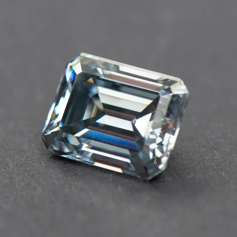 Moissanite Emerald Cut Gray Color Gemstone Lab Grown Diamond for Charms Jewelry Making Materials with GRA Certificate