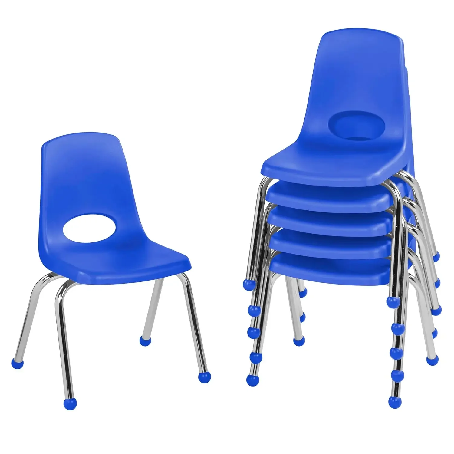 School Stack Chair, Stacking Student Seat with Chromed Steel Legs and Ball Glides