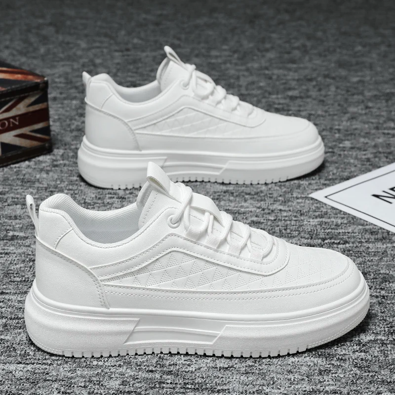 Men Shoes Leather Casual Shoes Classics Slip on for Work Bussiness Office Driving Sneaker Ventilate  Versatile Little White