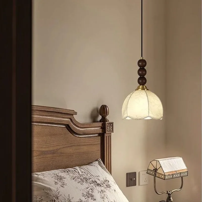 Chandelier bedroom bedside wiring-free chandelier American retro all-copper restaurant bar small