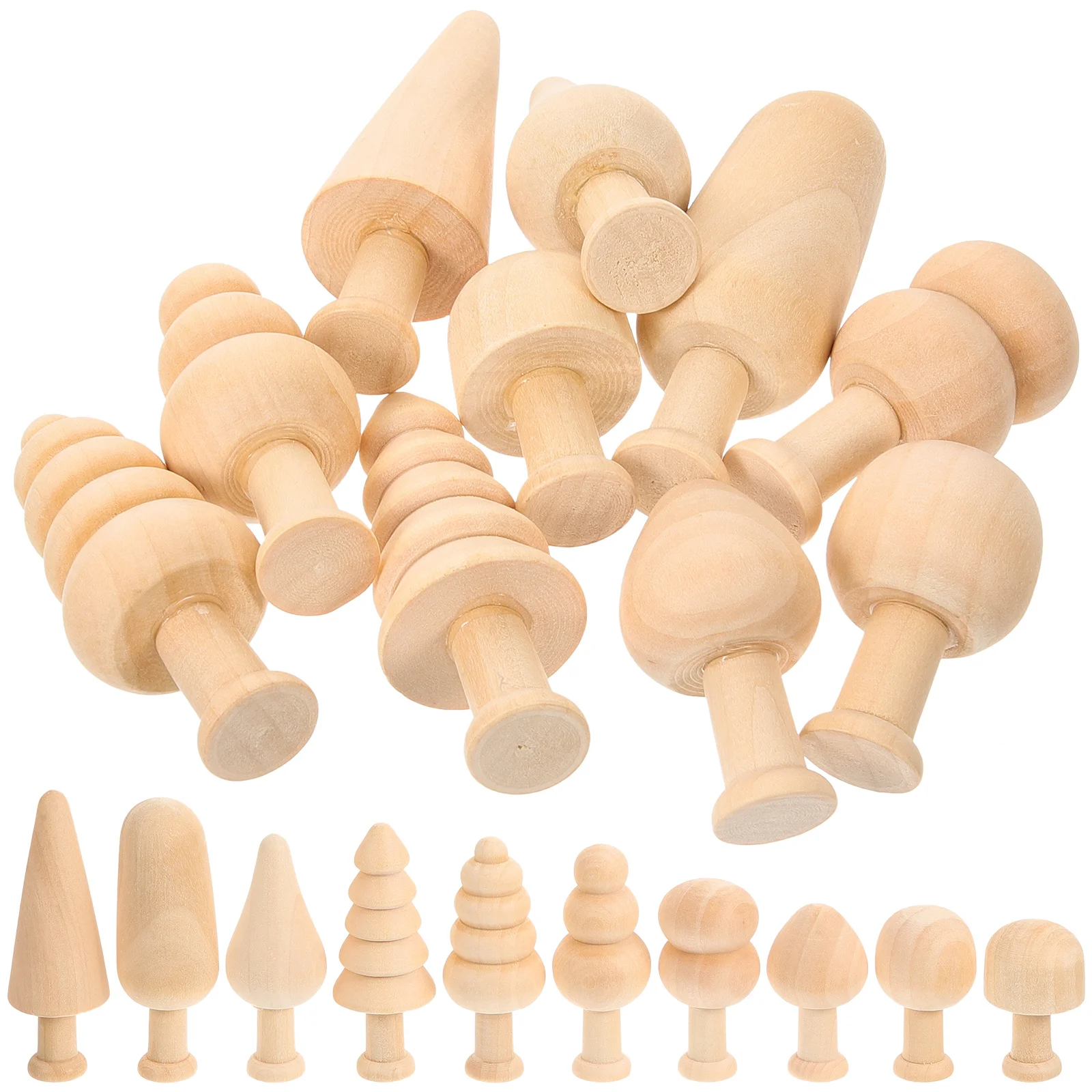 

20 Pcs Toy Painting Manual Teaching Child Decor Mini Toys Wood Miniature Trees Wooden Crafts