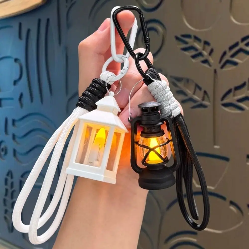 Oil Lamp Shape Retro Light-Up Keychain Realistic Cool Mini Night Light Pendant Multifunctional Versatile Bag Charm