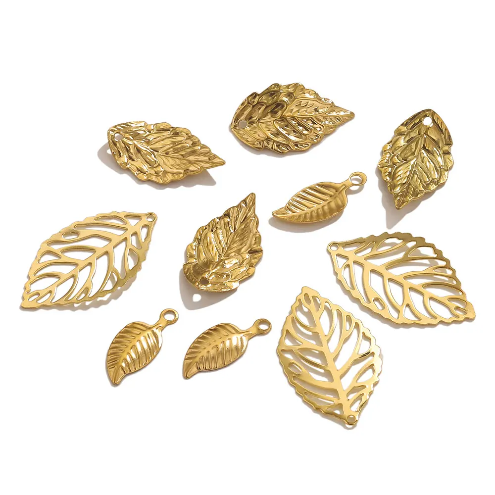 20pcs Stainless Steel Leaves Charms For Bracelet Earring Jewelry Findings DIY Leaf Pendants Jewelry Making Accessories Parts