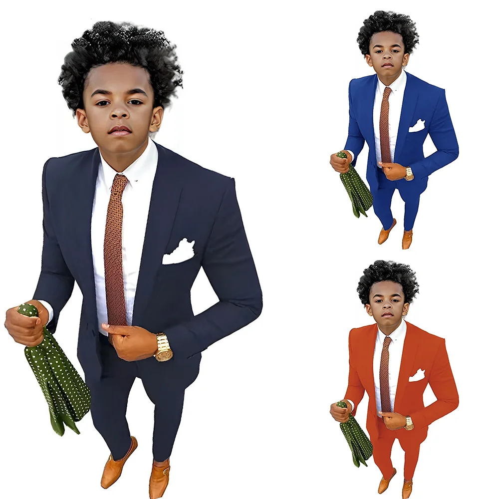 

Slim Fit 2 Pcs Boy Suit Wedding Kids Tuxedo Jacket Pants Custom Outfit Kids Formal Blazer Party Dress