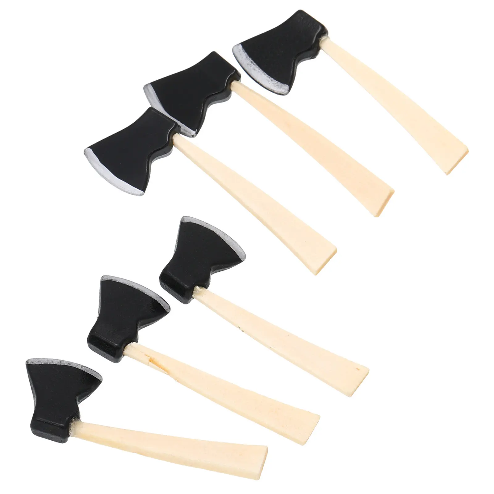 

6Pcs Miniature Wooden Axe Set for Dollhouse Garden Realistic Tiny Accessories Craft Decor Halloween Party Favors